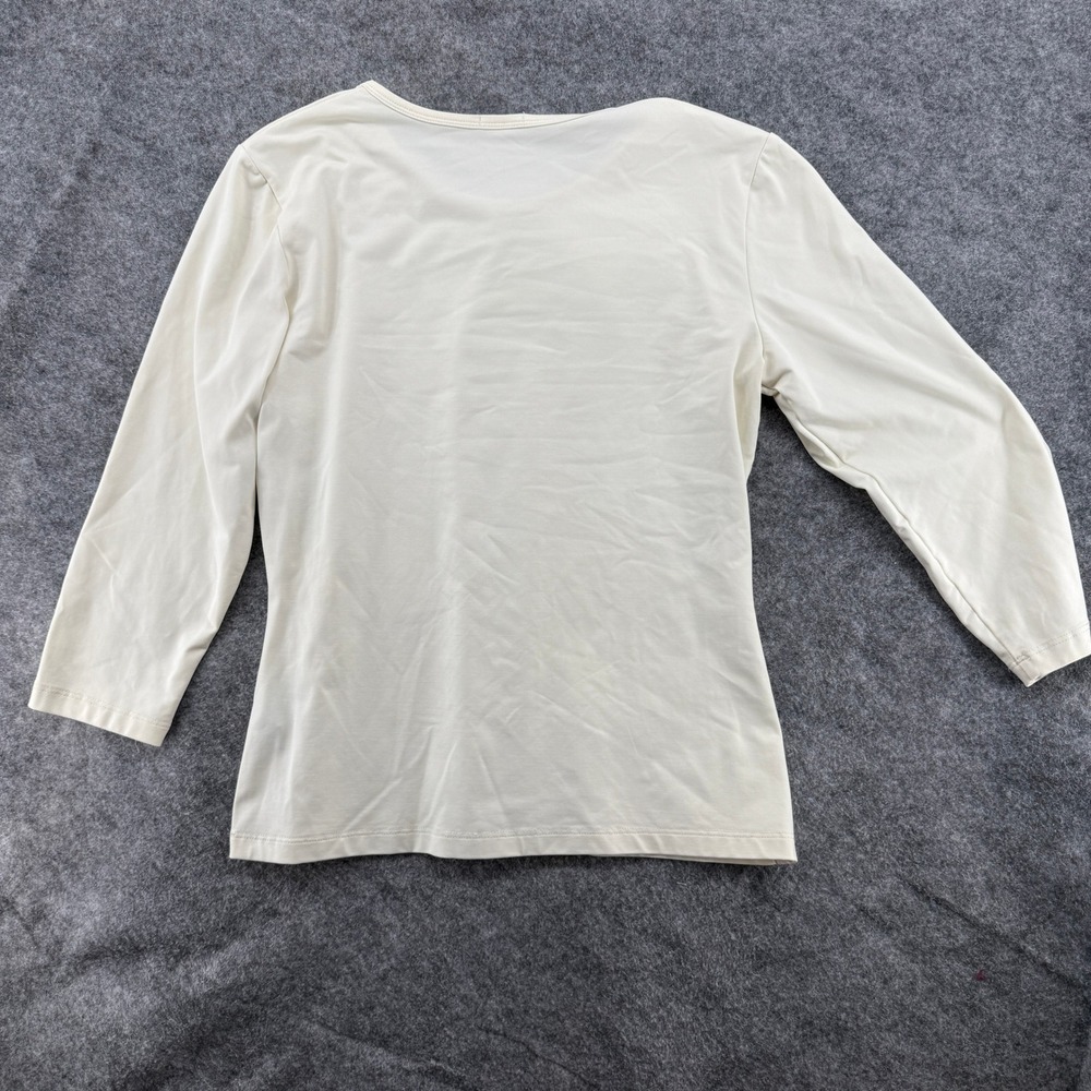 J.McLaughlin Top Women S Cream 3/4 Sleeve Scoop Neck Stretch Minimalist - Picture 5 of 12